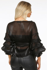 Front Knotted Wrap Blouse