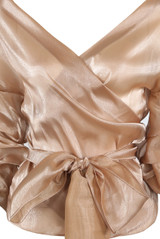 Front Knotted Wrap Blouse