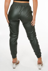 Wet Look PU Cargo Trousers