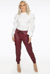 Wet Look PU Cargo Trousers