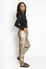 Wet Look PU Cargo Trousers