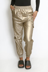 Wet Look PU Cargo Trousers