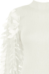 Leaf Trimming Sleeves Ribbed Jumper