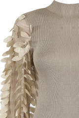 Leaf Trimming Sleeves Ribbed Jumper