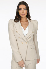 Puff Shoulders Double Breast Blazer