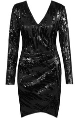 Pleated Sequin Wrap Dress