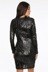 Pleated Sequin Wrap Dress