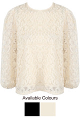 Flower Trimming Lined Blouse