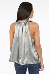 Satin Front Tie Up High Neck Top Satin Front Tie Up High Neck Top