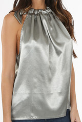 Satin Front Tie Up High Neck Top Satin Front Tie Up High Neck Top