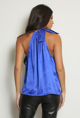 Satin Front Tie Up High Neck Top Satin Front Tie Up High Neck Top