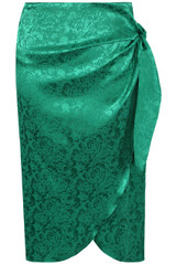 Satin Embossed Wrap Midi Skirt