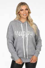 'HAPPY' Slogan Hoodie 