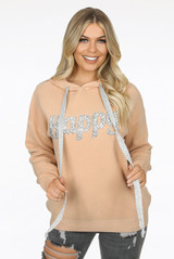 'HAPPY' Slogan Hoodie 
