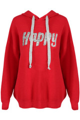 'HAPPY' Slogan Hoodie 