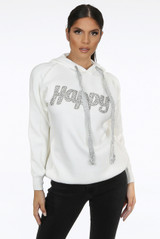 'HAPPY' Slogan Hoodie 