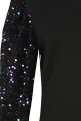 Sequin Sleeves High Neck Ribbed Jumper