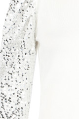 Sequin Sleeves High Neck Ribbed Jumper