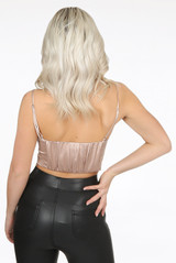Pleated Satin Cropped Cami