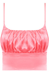 Pleated Satin Cropped Cami