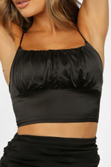 Pleated Satin Cropped Cami