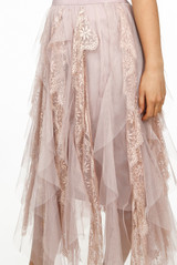 Contrast Lace Tulle Wavy Maxi Skirt