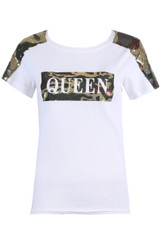 Sequin 'QUEEN' Slogan Tees