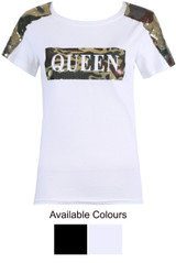 Sequin 'QUEEN' Slogan Tees