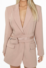 Oversized Blazer With Origami Waist Belt