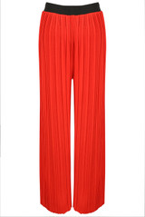 Pleated Banded Waist Wide Leg Trousers