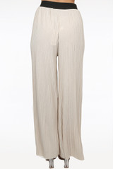 Pleated Banded Waist Wide Leg Trousers