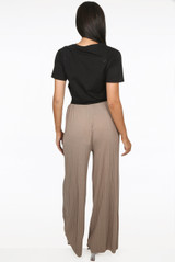 Pleated Banded Waist Wide Leg Trousers