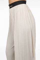 Pleated Banded Waist Wide Leg Trousers