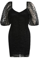 Contrast Polka Dot Mesh Sleeve Bodycon Dress