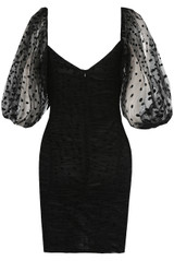 Contrast Polka Dot Mesh Sleeve Bodycon Dress