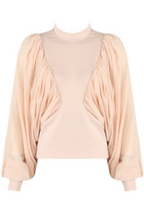 Drape Wing Sleeve Mock Neck Blouse