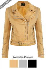 Suede Studded Biker Jacket