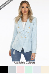 Contrast Knit Thread Double Breast Blazers