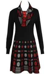 Fine Knit Abstract Print Bodycon Dress