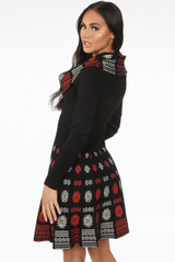 Fine Knit Abstract Print Bodycon Dress