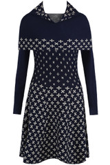 Fine Knit Cross Print Midi Dress