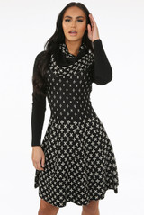 Fine Knit Cross Print Midi Dress