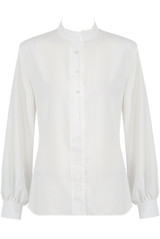 Lace Trim Long Sleeve High Neck Shirt