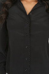 Lace Trim Long Sleeve High Neck Shirt