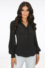 Lace Trim Long Sleeve High Neck Shirt