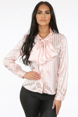 Contrast Stripe Print Knotted Shirt