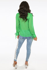 Lace Trim Washed Denim Jeans