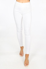 Back Zip Up Button Up Skinny Jeans 