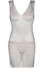 Black Fishnet Diamante Detail Netted Dress