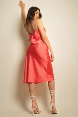 Cowl Neck Slip Midi Dress